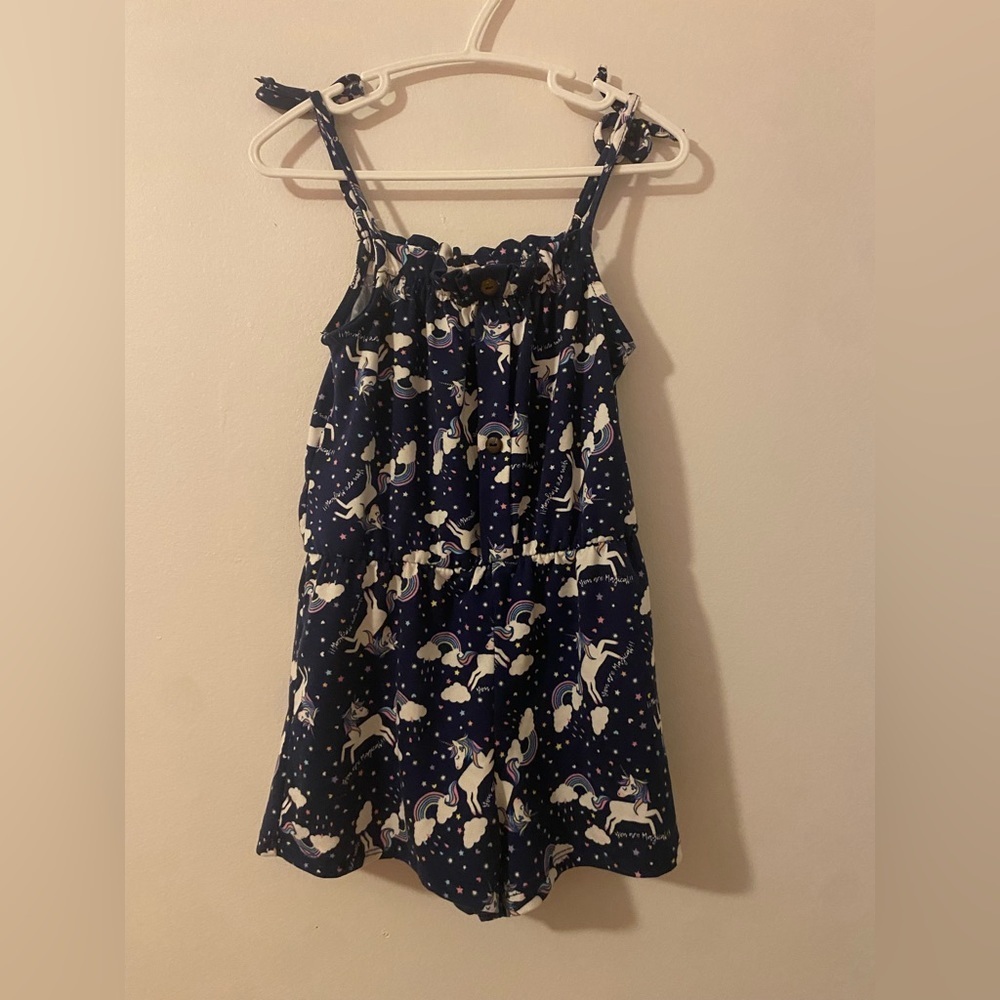 Navy Blue Kids Unicorn Romper